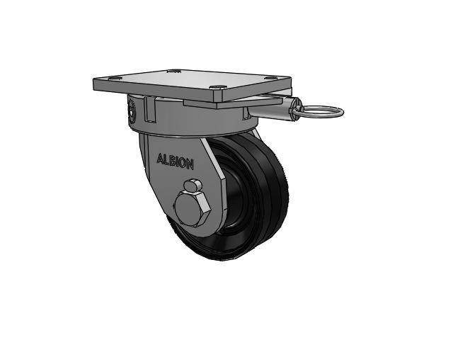610 Series Top Plate Swivel Flat Black Paint Caster with 6 x 2.5 VM - Ductile V-Groove Wheel