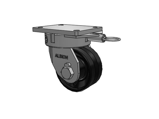 610 Series Top Plate Swivel Flat Black Paint Caster with 6 x 3 VM - Ductile V-Groove Wheel