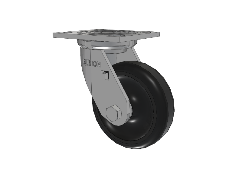 16 Series Top Plate Swivel Caster with 5 x 1.5 Black Polypropylene PB - Polypropylene Wheel