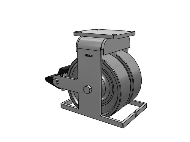 615 Series Top Plate Rigid Caster with 10 x 3 Clear coat enamel FH - Drop-Forged Steel (Large Bore) Wheel and Poly Lock Integrated Brake