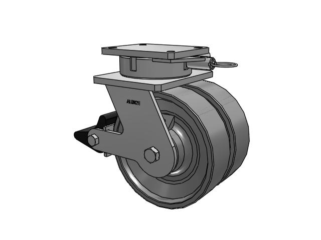 615 Series Top Plate Swivel Caster with 10 x 3 Clear coat enamel FH - Drop-Forged Steel (Large Bore) Wheel and Poly Lock Integrated Brake