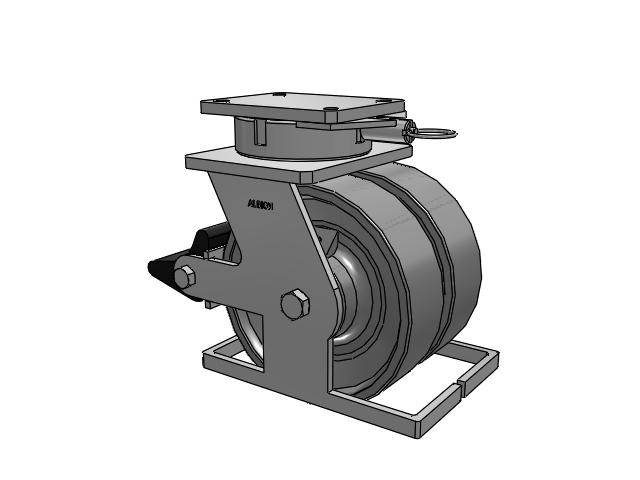 615 Series Top Plate Swivel Caster with 10 x 3 Clear coat enamel FH - Drop-Forged Steel (Large Bore) Wheel and Poly Lock Integrated Brake