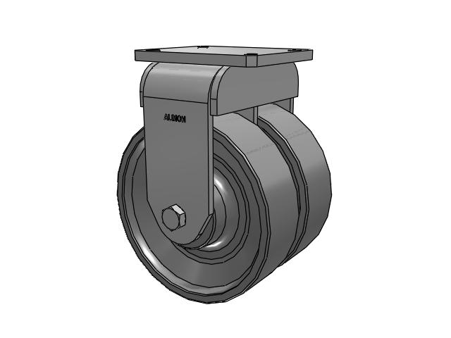 615 Series Top Plate Rigid Caster with 10 x 3 Clear coat enamel FH - Drop-Forged Steel (Large Bore) Wheel