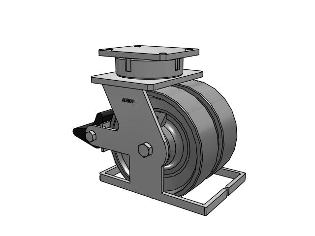 615 Series Top Plate Swivel Caster with 10 x 3 Clear coat enamel FH - Drop-Forged Steel (Large Bore) Wheel and Poly Lock Integrated Brake