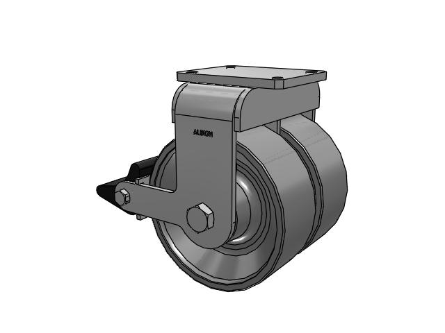 615 Series Top Plate Rigid Caster with 10 x 4 Clear coat enamel FH - Drop-Forged Steel (Large Bore) Wheel and Poly Lock Integrated Brake
