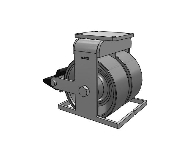 615 Series Top Plate Rigid Caster with 10 x 4 Clear coat enamel FH - Drop-Forged Steel (Large Bore) Wheel and Poly Lock Integrated Brake