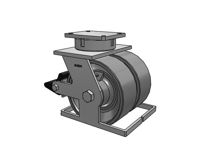 615 Series Top Plate Swivel Caster with 10 x 4 Clear coat enamel FH - Drop-Forged Steel (Large Bore) Wheel and Poly Lock Integrated Brake