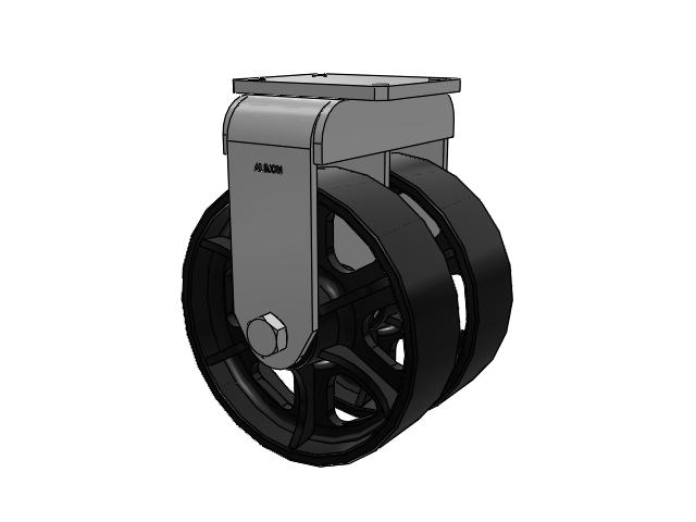615 Series Top Plate Rigid Caster with 12 x 3.5 Black paint FM - Ductile Iron Flat Tread Wheel