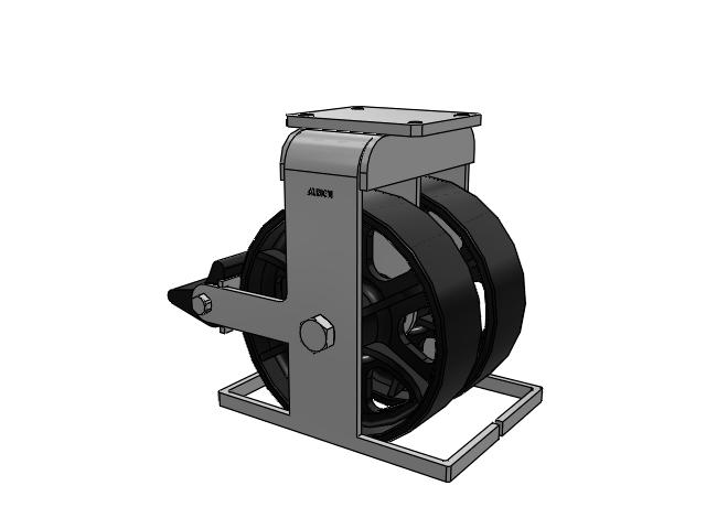 615 Series Top Plate Rigid Caster with 12 x 3.5 Black paint FM - Ductile Iron Flat Tread Wheel and Poly Lock Integrated Brake