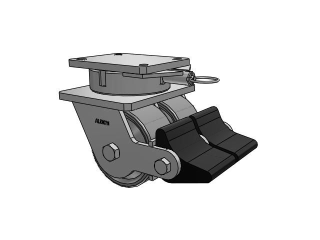 615 Series Top Plate Swivel Caster with 6 x 3 Clear coat enamel FS - Drop-Forged Steel Wheel and Poly Lock Integrated Brake