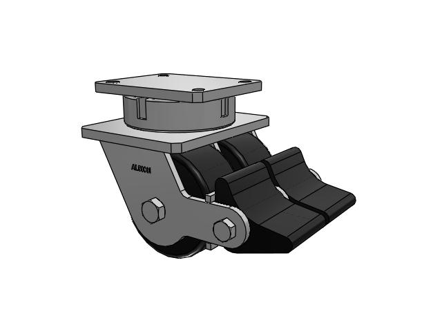615 Series Top Plate Swivel Caster with 6 x 3 Black NX - Trionix High Impact Polymer Wheel and Poly Lock Integrated Brake