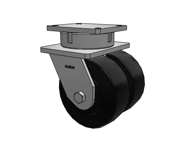 615 Series Top Plate Swivel Caster with 8 x 3 Black NX - Trionix High Impact Polymer Wheel