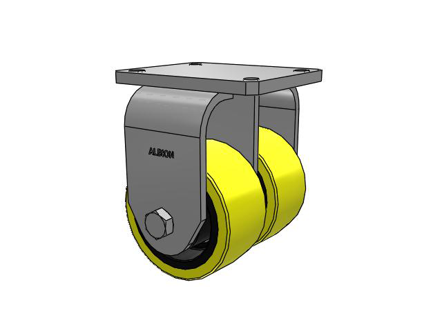 615 Series Top Plate Rigid Caster with 6 x 3 Yellow on black core PF - Polyurethane (Heavy Duty Cast Iron Core) Wheel