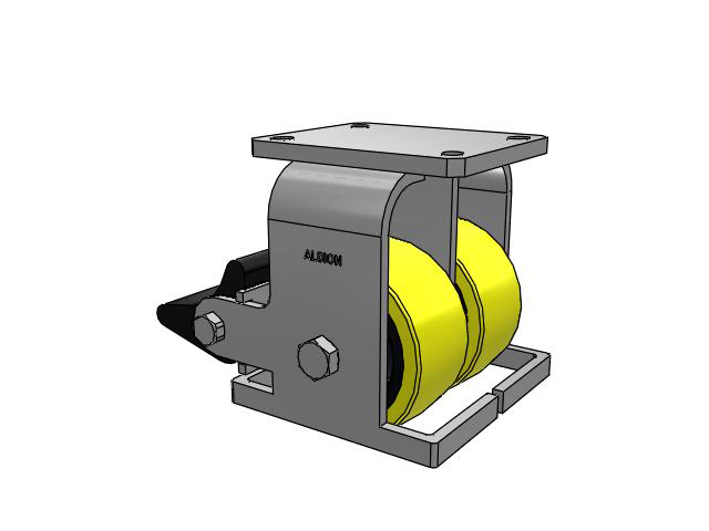 615 Series Top Plate Rigid Caster with 6 x 3 Yellow on black core PF - Polyurethane (Heavy Duty Cast Iron Core) Wheel and Poly Lock Integrated Brake