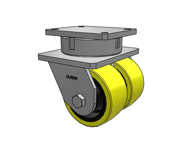 615 Series Top Plate Swivel Caster with 6 x 3 Yellow on black core PF - Polyurethane (Heavy Duty Cast Iron Core) Wheel
