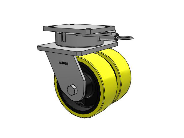 615 Series Top Plate Swivel Caster with 8 x 3 Yellow on black core PF - Polyurethane (Heavy Duty Cast Iron Core) Wheel