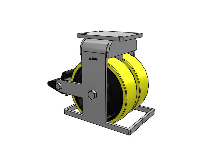 615 Series Top Plate Rigid Caster with 10 x 3 Yellow on black core PF - Polyurethane (Heavy Duty Cast Iron Core) Wheel and Poly Lock Integrated Brake