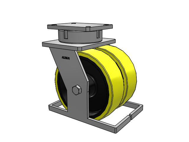 615 Series Top Plate Swivel Caster with 10 x 3 Yellow on black core PF - Polyurethane (Heavy Duty Cast Iron Core) Wheel