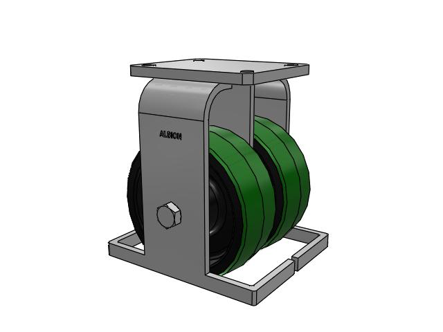 615 Series Top Plate Rigid Caster with 8 x 3 Green tread on black core PY - Polyurethane (Cast Iron Core) Wheel