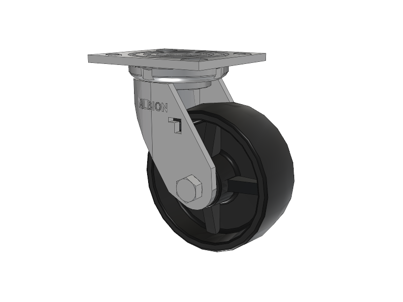 16 Series Top Plate Swivel Caster with 5 x 2 Black Polypropylene PB - Polypropylene Wheel