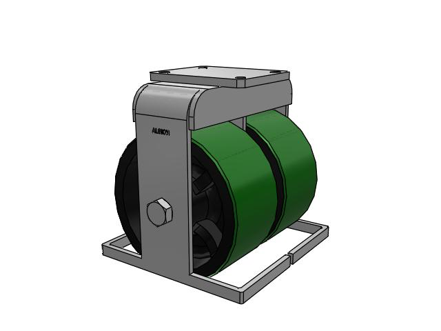 615 Series Top Plate Rigid Caster with 10 x 5 Green tread on black core PY - Polyurethane (Cast Iron Core) Wheel