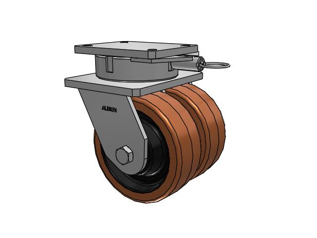 615 Series Top Plate Swivel Caster with 8 x 3 Brown TL - Phenolic (Laminated) Wheel