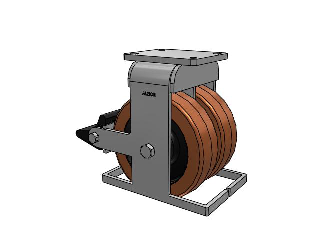 615 Series Top Plate Rigid Caster with 10 x 3 Brown TL - Phenolic (Laminated) Wheel and Poly Lock Integrated Brake