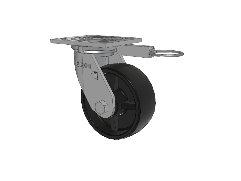 16 Series Top Plate Swivel Caster with 5 x 2 Black Polypropylene PB - Polypropylene Wheel