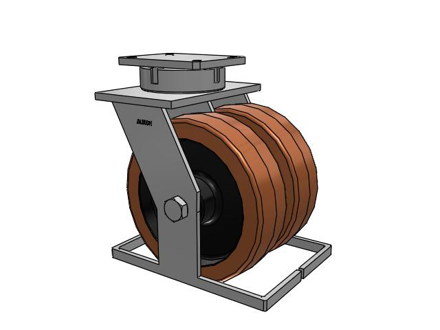 615 Series Top Plate Swivel Caster with 12 x 3.5 Brown TL - Phenolic (Laminated) Wheel