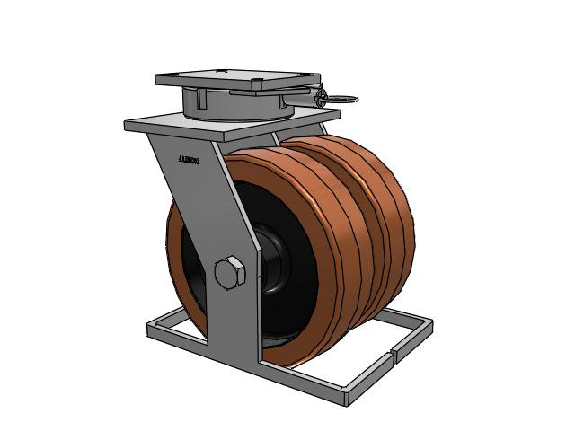 615 Series Top Plate Swivel Caster with 12 x 3.5 Brown TL - Phenolic (Laminated) Wheel