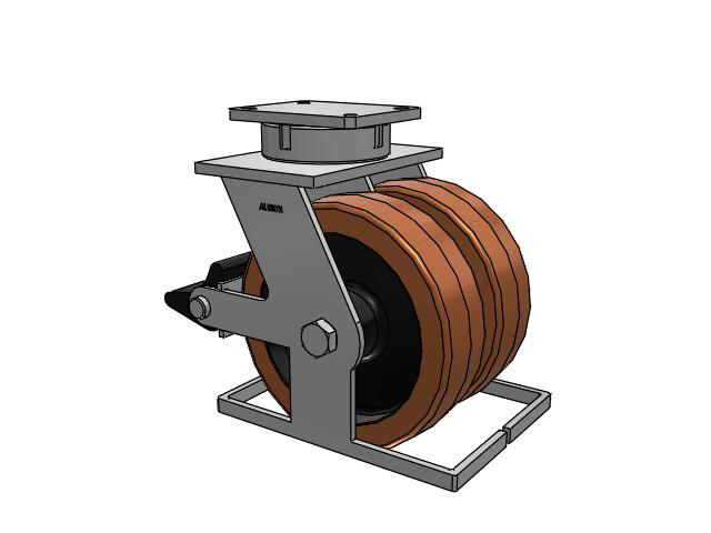 615 Series Top Plate Swivel Caster with 12 x 3.5 Brown TL - Phenolic (Laminated) Wheel and Poly Lock Integrated Brake