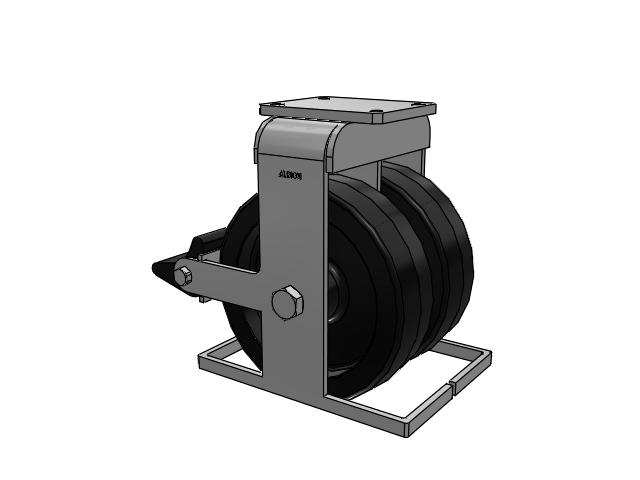 615 Series Top Plate Rigid Caster with 12 x 3.5 Black TM - Phenolic Wheel and Poly Lock Integrated Brake
