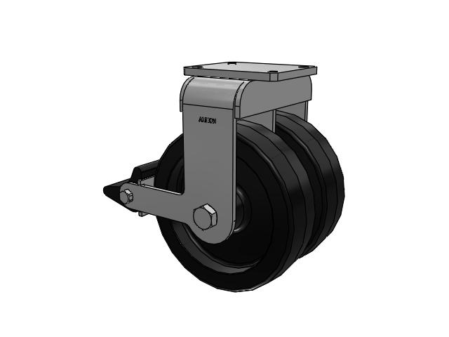 615 Series Top Plate Rigid Caster with 12 x 3.5 Black TM - Phenolic Wheel and Poly Lock Integrated Brake