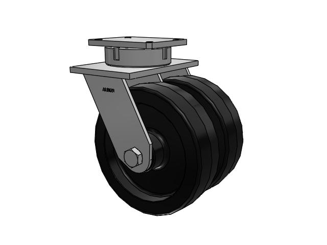 615 Series Top Plate Swivel Caster with 12 x 3.5 Black TM - Phenolic Wheel