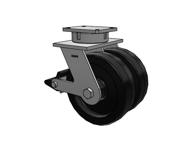 615 Series Top Plate Swivel Caster with 12 x 3.5 Black TM - Phenolic Wheel and Poly Lock Integrated Brake