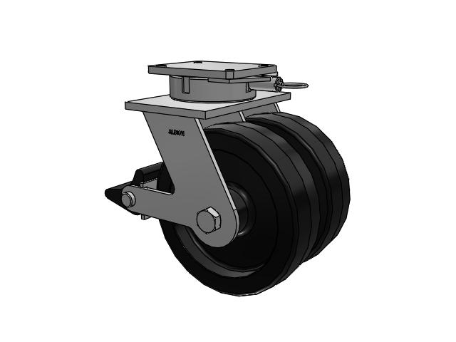 615 Series Top Plate Swivel Caster with 12 x 3.5 Black TM - Phenolic Wheel and Poly Lock Integrated Brake