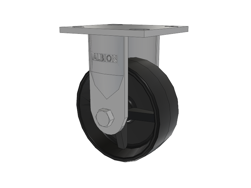 16 Series Top Plate Rigid Caster with 5 x 2 Black Polypropylene PB - Polypropylene Wheel