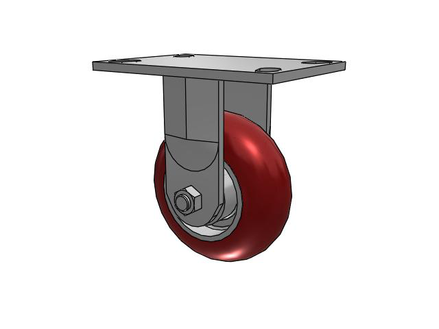 62 Series Top Plate Rigid Caster with 5 x 2 Maroon Tread on Aluminum Core AX - Round Polyurethane (Aluminum Core) Wheel