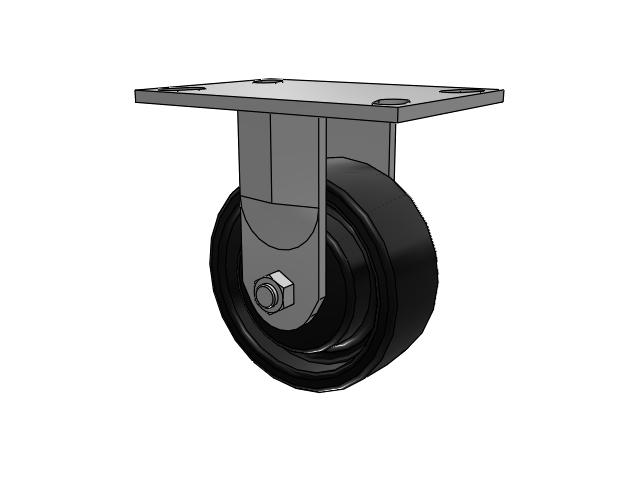 62 Series Top Plate Rigid Caster with 5 x 2 Black Paint FR - Ductile Iron Crowned Tread Wheel