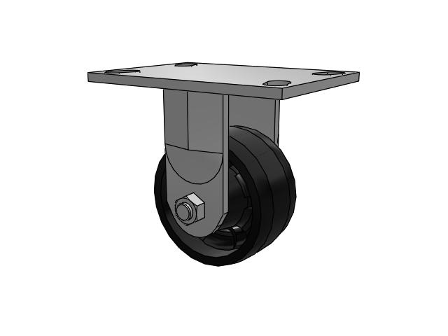 62 Series Top Plate Rigid Caster with 4 x 2 Black Nylon NG - Maxim Nylon Wheel