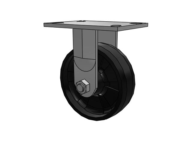 62 Series Top Plate Rigid Caster with 6 x 2 Black Nylon NG - Maxim Nylon Wheel