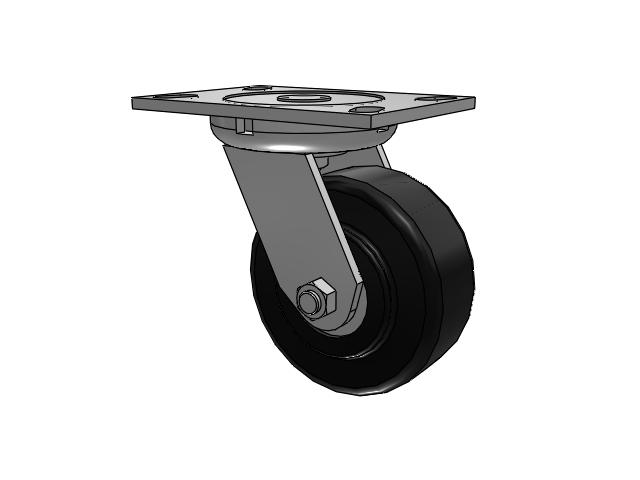 62 Series Top Plate Swivel Caster with 5 x 2 Black Polymer NX - Trionix High Impact Polymer Wheel
