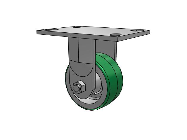 62 Series Top Plate Rigid Caster with 4 x 2 Green Tread on Aluminum Core PD - Polyurethane (Aluminum Core) Wheel