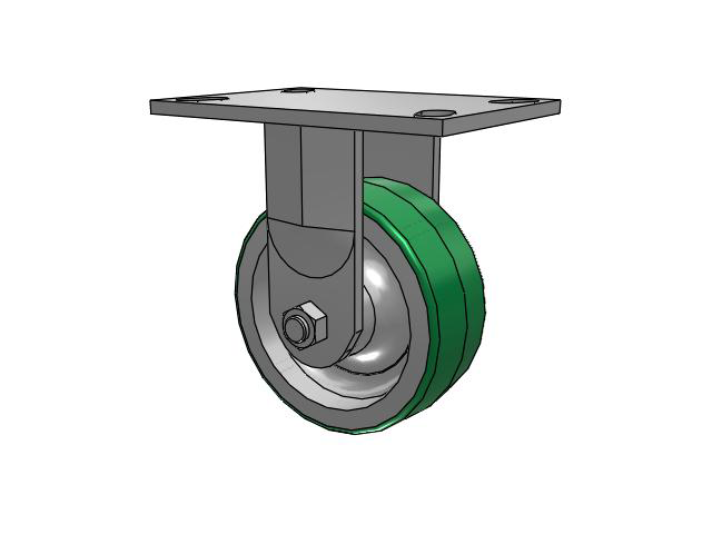 62 Series Top Plate Rigid Caster with 5 x 2 Green Tread on Aluminum Core PD - Polyurethane (Aluminum Core) Wheel