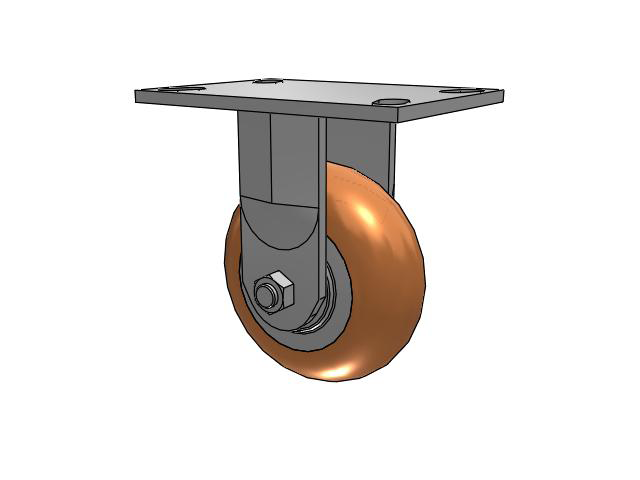 62 Series Top Plate Rigid Caster with 5 x 2 Green Tread on Aluminum Core PM - Round Polyurethane (Aluminum Core) Wheel