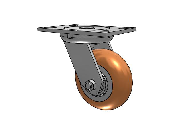 62 Series Top Plate Swivel Caster with 5 x 2 Green Tread on Aluminum Core PM - Round Polyurethane (Aluminum Core) Wheel