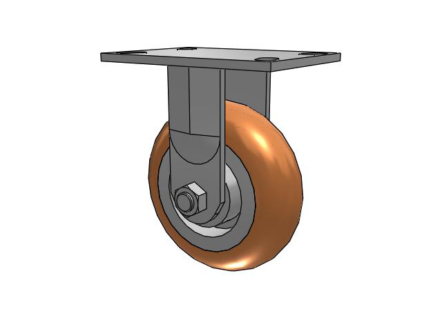62 Series Top Plate Rigid Caster with 6 x 2 Green Tread on Aluminum Core PM - Round Polyurethane (Aluminum Core) Wheel