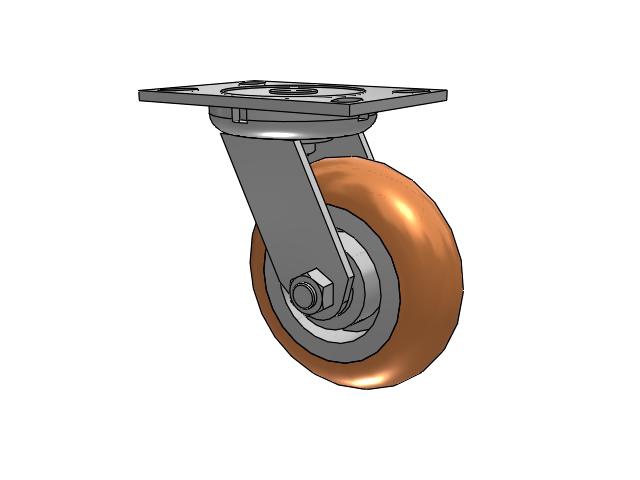62 Series Top Plate Swivel Caster with 6 x 2 Green Tread on Aluminum Core PM - Round Polyurethane (Aluminum Core) Wheel
