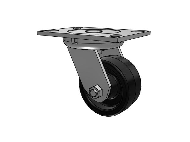 62 Series Top Plate Swivel Caster with 4 x 2 Black Phenolic Resin TM - Phenolic Wheel