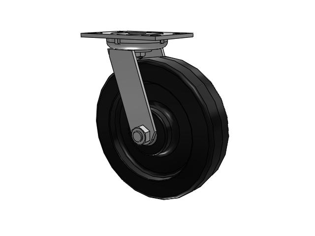 62 Series Top Plate Swivel Caster with 10 x 2.5 Black Phenolic Resin TM - Phenolic Wheel